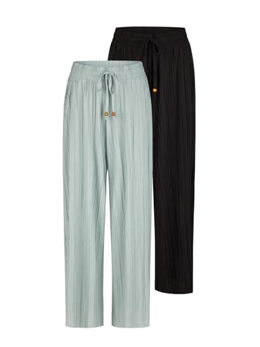 DENIMFY Palazzo Hose Damen Sommer 7/8 Culotte DFBrenda 2er Pack Set Hohe Taille Weites Bein Sommerhose Stoffhose Knöchellang Elastische Taille Taschen Einfarbig, Größe:S, Farbe:Pack 4 DENIMFY Palazzo Hose Damen Sommer 7/8 Culotte DFBrenda 2er Pack Set Hohe Taille Weites Bein Sommerhose Stoffhose Knöchellang Elastische Taille Taschen Einfarbig, Größe:S, Farbe:Pack 4 von DENIMFY
