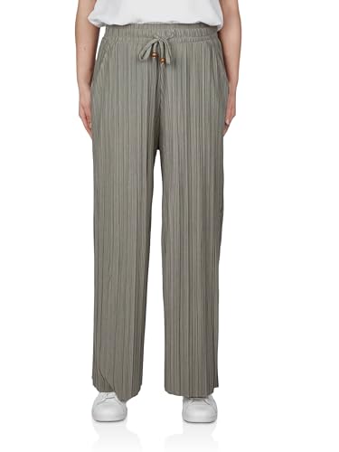 DENIMFY Palazzo Hose Damen Sommer 7/8 Culotte DFBrenda Hohe Taille Weites Bein Sommerhose Stoffhose Knöchellang Elastische Taille Taschen Einfarbig, Größe:XL, Farben:Washed Olive von DENIMFY