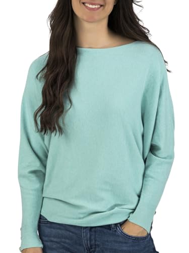 DENIMFY Pullover Damen lang Oversize Fit DFGreta Langarmshirt Rundhals Oberteil Sweatshirt Fledermausärmel Einfarbig Türkis S/M, Größe:S/M, Farben:Turquoise (57300) von DENIMFY