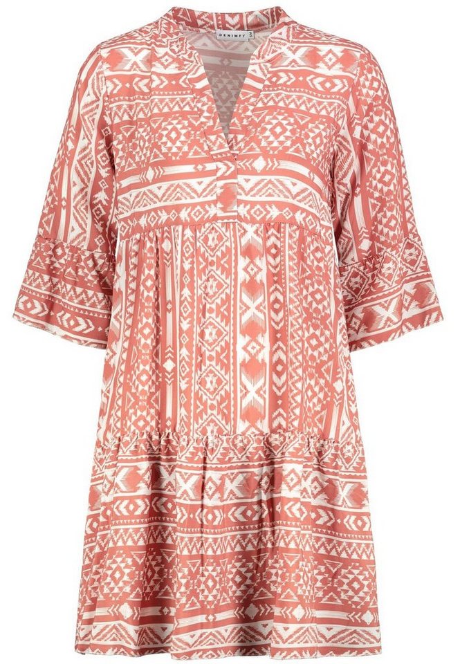 DENIMFY Sommerkleid Damen Kleid DFFrida A-Linie 3/4 Arm Freizeitkleid mit V-Ausschnitt aus 100% Viskose von DENIMFY