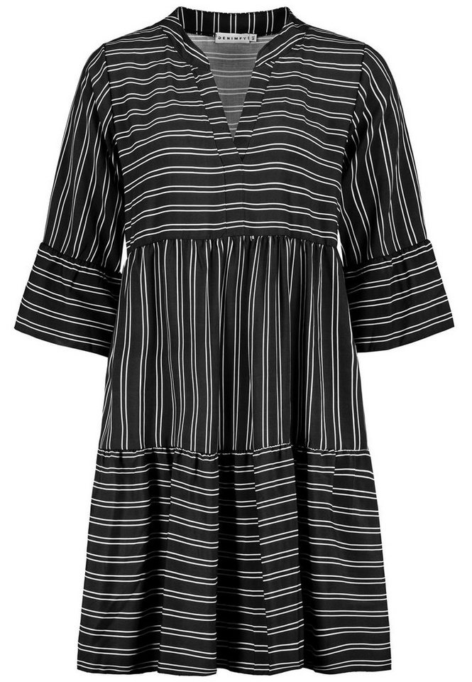 DENIMFY Sommerkleid Damen Kleid DFFrida A-Linie 3/4 Arm Freizeitkleid mit V-Ausschnitt aus 100% Viskose von DENIMFY