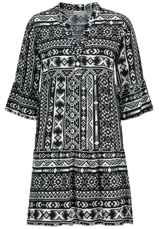 DENIMFY Sommerkleid Damen Kleid DFFrida A-Linie 3/4 Arm Freizeitkleid mit V-Ausschnitt aus 100% Viskose von DENIMFY