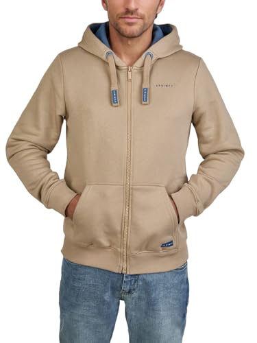 DENIMFY Sweatjacke Herren mit Kapuze Reißverschluss Regular Fit DFLeo Kapuzenjacke, Größe:4XL, Farben:Cobblestone Beige von DENIMFY