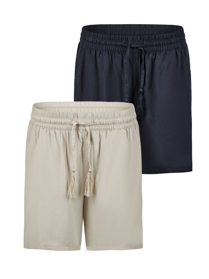 DENIMFY Sweatshorts Damen Shorts DFLia 2er Pack Regular Fit (Vorteilspack) kurze Stoffhose mit Kordelzug aus 100% Viskose von DENIMFY