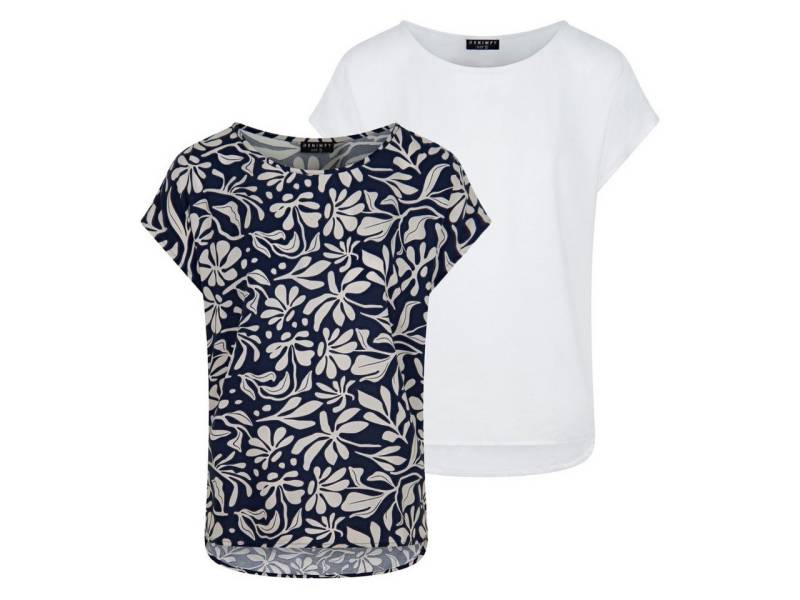 DENIMFY T-Shirt Damen Bluse DFJule Regular Fit 2er Pack (2-tlg) Kurzarm Top Shirt mit Rundhalsausschnitt aus 100% Viskose von DENIMFY