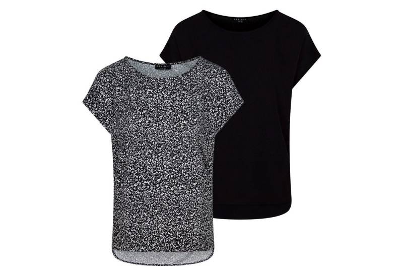DENIMFY T-Shirt Damen Bluse DFJule Regular Fit 2er Pack (2-tlg) Kurzarm Top Shirt mit Rundhalsausschnitt aus 100% Viskose von DENIMFY