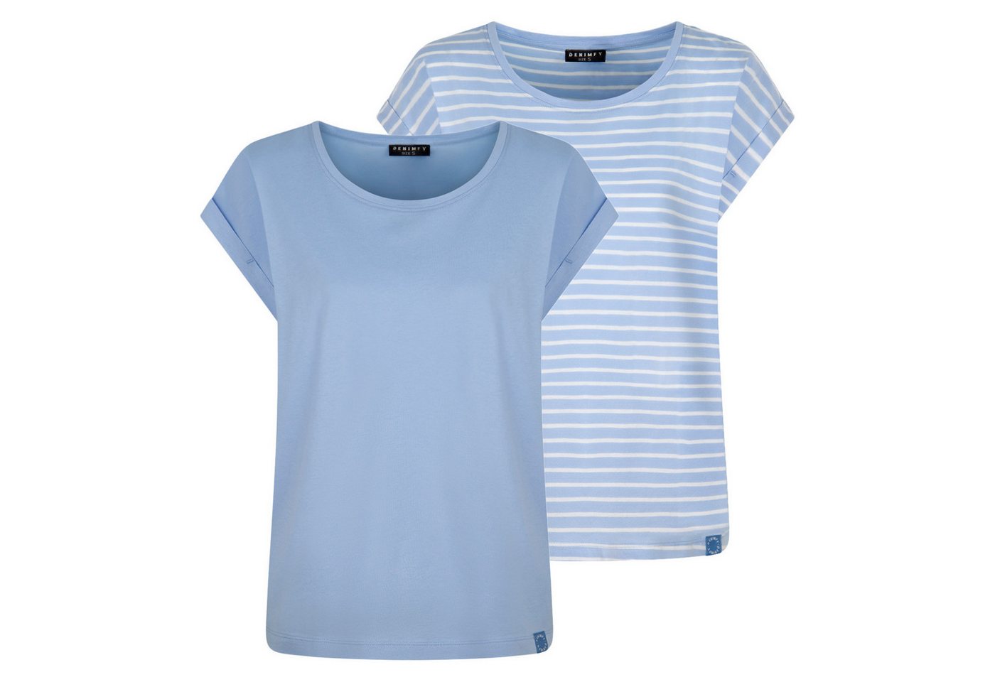 DENIMFY T-Shirt Damen Top DFSophie Regular Fit (2-tlg) kurzarm Sommershirt mit Rundhalsausschnitt von DENIMFY