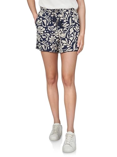DENIMFY Kurze Hose Damen Sommer leichte Hose mit Gummizug Regular Fit DFLia Weite Bermuda Shorts 100% Viskose, Größe:XL, Farben:Flowers Old Navy-Light Sand von DENIMFY