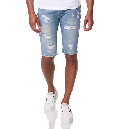 DENIMHOUSE DH-Integral Destroyed Herren Jeans Short Denim Bermuda mit Stretch blau I-1031 Blau W32 von DENIMHOUSE