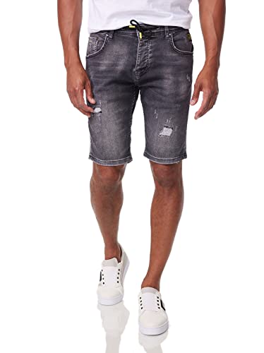 DENIMHOUSE DH-Integral Herren Kurze Jeanshose Denim Bermuda im Destroyed Look Stretch 1-1030 Schwarz W31 von DENIMHOUSE