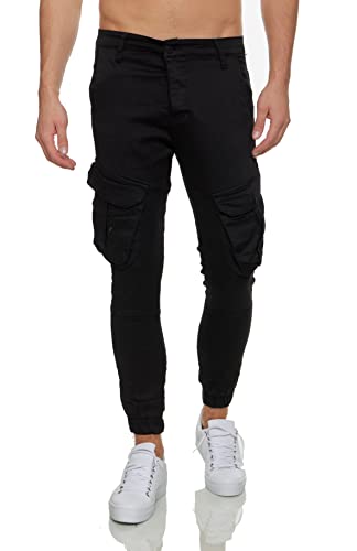 DENIMHOUSE Herren Cargo Jogger in Slim-FIT Cargo Hose Black Jogger Jogger Cargo Pant 15650 Schwarz W30/L32 von DENIMHOUSE