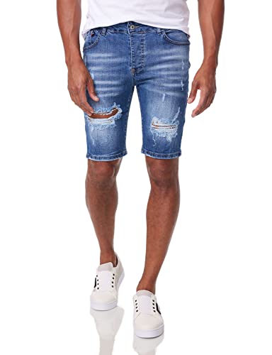 DENIMHOUSE Herren Jeans Shorts Kurze Hose Denim Bermuda Stretch Capri Basic 1019 D.Blue W32 von DENIMHOUSE