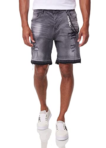 DENIMHOUSE Herren Jeans Shorts Kurze Hose Denim Bermuda Stretch Capri Destroyed 1004 Schwarz W30 von DENIMHOUSE