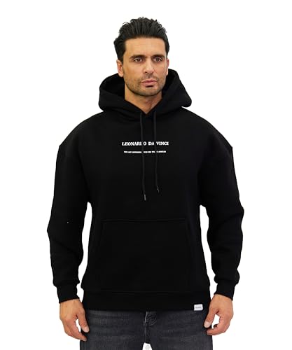 DENIMHOUSE RESPIRE Herren Oversize Sweatshirt mit Leonardo DA Vinci Abendmahl Druck Sweater DH-SW4022 Schwarz L von DENIMHOUSE