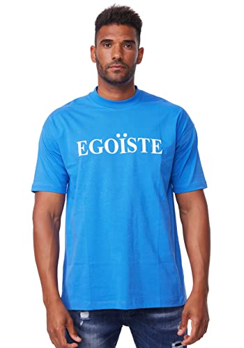 Herren Oversize EGOISTE T-Shirt in Loose-Fit 1195 Blau XL von DENIMHOUSE