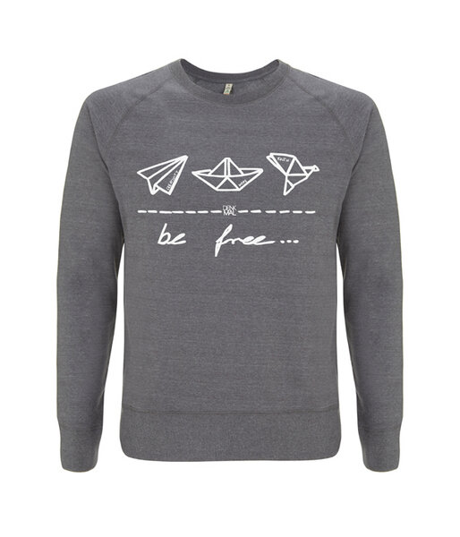 DENK.MAL Clothing be free – Unisex Sweatshirt "melange grey” von DENK.MAL Clothing
