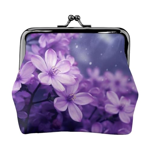 Blooming Purple Flowers Münzgeldbörse Mini-Geldbörse mit Kiss-Lock-Verschluss, perfekt für Münzen und kleine Utensilien, Blühende violette Blumen, Einheitsgröße von DENMER