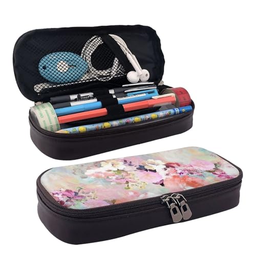 DENMER Beauty Music Note Leder Flip Cover Federmäppchen (horizontaler Stil), Süße rosa Blume, Einheitsgröße, Make-up-Tasche von DENMER