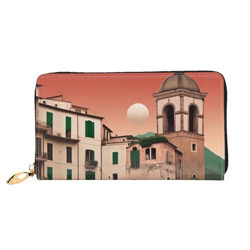 DENMER Coconut Beach Sunset Hängematte Leder Geldbörse Kunstleder mit metallischem Reißverschluss geräumiges und stilvolles Accessoire für moderne Frauen Produkt, Schönes italienisches Design, von DENMER