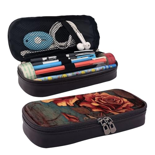 DENMER Leder-Etui für Links- und Rechtsgehirn (horizontaler Stil), Gothic Rose, Einheitsgröße, Make-up-Tasche von DENMER