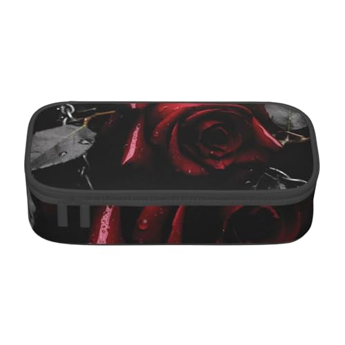 DENMER Loon Birds Federmäppchen, langlebig und vielseitig, Oxford-Stoff-Konstruktion, perfekt für Schule, Büro und Reisen., Gothic Black Roses, Einheitsgröße, Make-up-Tasche von DENMER