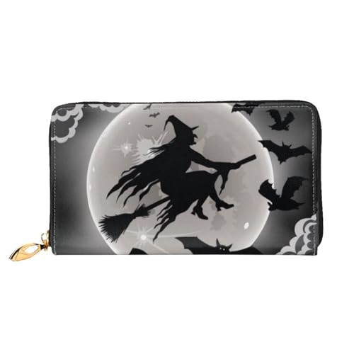 DENMER Loon Birds Ledergeldbörse aus Kunstleder mit metallischem Reißverschluss, geräumiges und stilvolles Accessoire für moderne Frauen, Halloween-Hexe, Einheitsgröße, Modern von DENMER