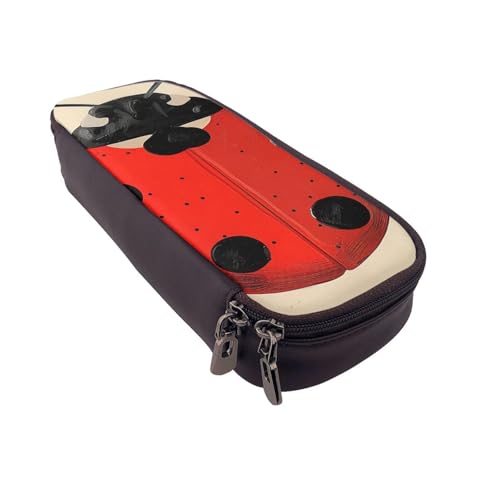 Einfarbiges Federmäppchen aus Leder mit Rosenmuster, multifunktionaler Organizer für Schule, Büro und Reisen, marienkäfer, Einheitsgröße, Schulranzen von DENMER