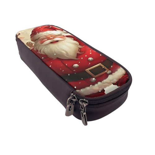 Einfarbiges Federmäppchen aus Leder mit Rosenmuster, multifunktionaler Organizer für Schule, Büro und Reisen, weihnachtsmotiv, Einheitsgröße, Schulranzen von DENMER