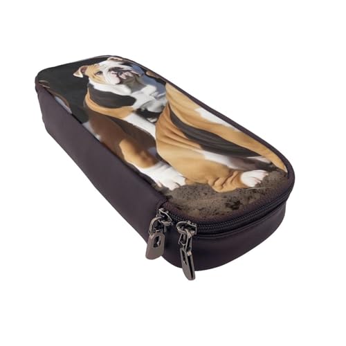 Federmäppchen aus Leder mit Gitarren-Motiv, multifunktionaler Organizer für Schule, Büro und Reisen, French Bulldogs, Einheitsgröße, Schulranzen von DENMER