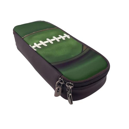 Federmäppchen aus Leder mit Gitarren-Motiv, multifunktionaler Organizer für Schule, Büro und Reisen, Fußball grün, Einheitsgröße, Schulranzen von DENMER