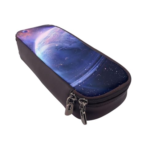 Federmäppchen aus Leder mit Totenkopf-Motiv, multifunktionaler Organizer für Schule, Büro und Reisen, Planet, Einheitsgröße, Schulranzen von DENMER