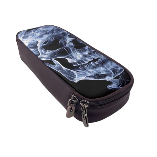 Federmäppchen aus Leder mit Totenkopf-Motiv, multifunktionaler Organizer für Schule, Büro und Reisen, totenkopf, Einheitsgröße, Schulranzen von DENMER
