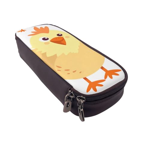 Federmäppchen aus Leder mit buntem Marmordruck, multifunktionaler Organizer für Schule, Büro und Reisen, Huhn Küken, Einheitsgröße, Schulranzen von DENMER