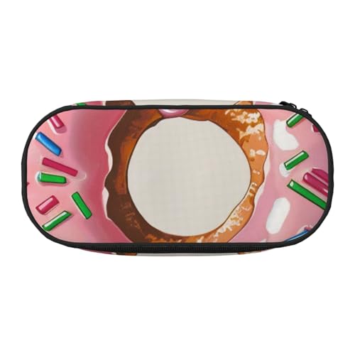 Federmäppchen aus Oxford-Gewebe, Motiv: Viele Frösche singen auf den Zweigen, Sommer-Schmetterlinge, mit geräumigem Design für Schule, Büro, Reisen – Mehrzweck-Schreibwaren und Make-up-Tasche, Donut von DENMER