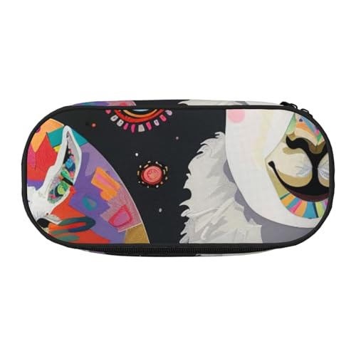 Federmäppchen aus Oxford-Gewebe, Motiv: Viele Frösche singen auf den Zweigen, Sommer-Schmetterlinge, mit geräumigem Design für Schule, Büro, Reisen – Mehrzweck-Schreibwaren und Make-up-Tasche, Lama von DENMER