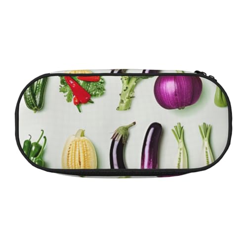 Federmäppchen aus Oxford-Gewebe, einfarbig, mit Rosenmuster, geräumiges Design, für Schule, Büro, Reisen, Mehrzweck-Schreibwaren und Make-up-Tasche, Einführung von verschiedenen Gemüse, Einheitsgröße von DENMER