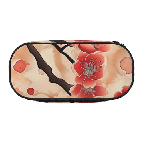 Federmäppchen aus Oxford-Gewebe, einfarbig, mit Rosenmuster, geräumiges Design, für Schule, Büro, Reisen, Mehrzweck-Schreibwaren und Make-up-Tasche, Japanisches Pflaumenblumen, Einheitsgröße von DENMER