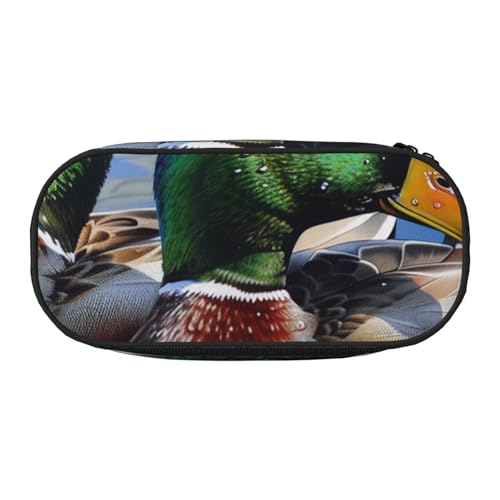 Federmäppchen aus Oxford-Gewebe, einfarbig, mit Rosenmuster, geräumiges Design, für Schule, Büro, Reisen, Mehrzweck-Schreibwaren und Make-up-Tasche, Stockente 1, Einheitsgröße, Schulranzen von DENMER