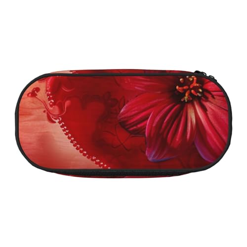 Federmäppchen aus Oxford-Gewebe, mit gelbem Zitronen- und Bienen-Motiv, geräumiges Design, für Schule, Büro, Reisen, Mehrzweck-Schreibwaren und Make-up-Tasche, Love Heart, Einheitsgröße, Schulranzen von DENMER