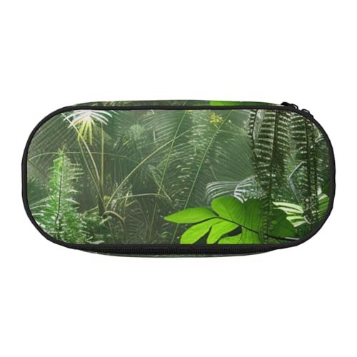 Federmäppchen aus Oxford-Gewebe, mit gelbem Zitronen- und Bienen-Motiv, geräumiges Design, für Schule, Büro, Reisen, Mehrzweck-Schreibwaren und Make-up-Tasche, Tropischer Regenwald, Einheitsgröße von DENMER