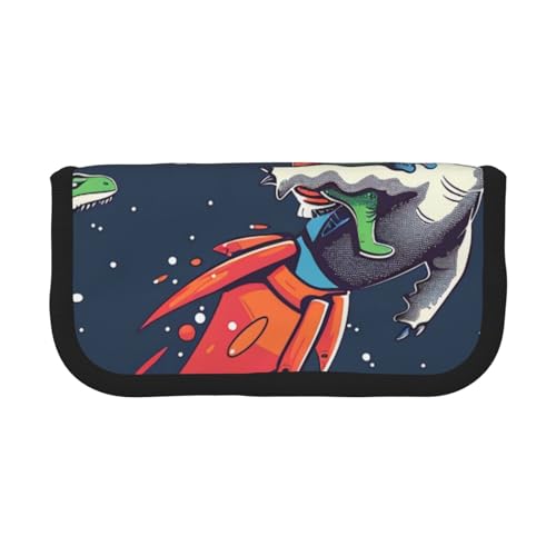 Federmäppchen aus Segeltuch, japanisches Pflaumenmuster, geräumiges Stifteetui für Schule, Büro und Reisen, Lustiger Astronaut, niedliche Dinosaurier-Rakete, Einheitsgröße, Schulranzen von DENMER