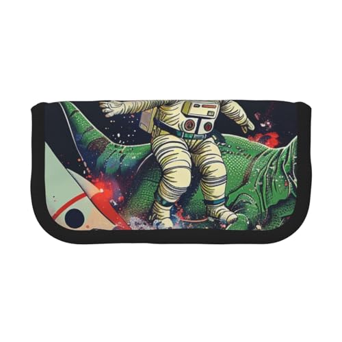 Federmäppchen aus Segeltuch, japanisches Pflaumenmuster, geräumiges Stifteetui für Schule, Büro und Reisen, Lustiger Astronauten-Dinosaurier-Rakete, Einheitsgröße, Schulranzen von DENMER