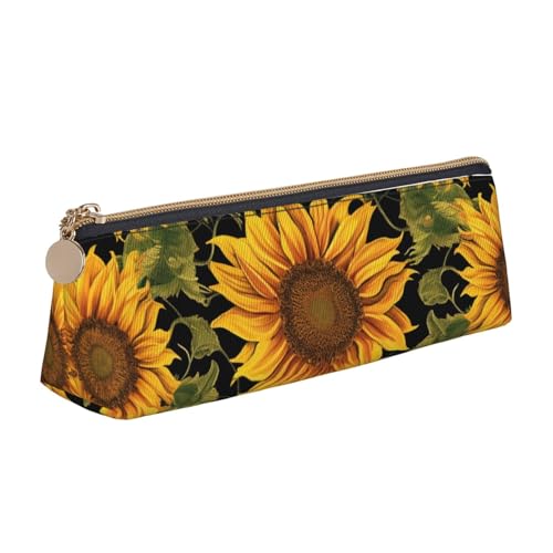 Federmäppchen mit 3D-Aufdruck "Weißkopfseeadler", Reißverschluss, niedlicher Schreibwaren-Organizer, PVC-Leder, dreieckig, Make-up-Tasche, Stiftebeutel, Sonnenblumenmuster, Einheitsgröße, Schulranzen von DENMER