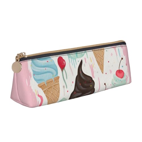 Federmäppchen mit 3D-Aufdruck "Weißkopfseeadler", Reißverschluss, niedlicher Schreibwaren-Organizer, PVC-Leder, dreieckig, Make-up-Tasche, Stiftebeutel, Sweet Ice Cream, Einheitsgröße, Schulranzen von DENMER