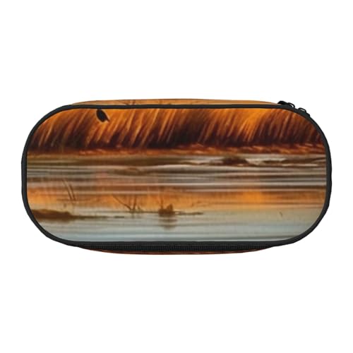 Federmäppchen mit 6 bedruckten Oxford-Stoff-Federmäppchen mit geräumigem Design für Schule, Büro, Reisen – Mehrzweck-Schreibwaren und Make-up-Tasche, Jagd fliegende Wildente 5, Einheitsgröße von DENMER