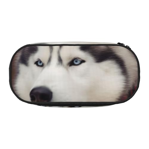 Federmäppchen mit 6 bedruckten Oxford-Stoff-Federmäppchen mit geräumigem Design für Schule, Büro, Reisen – Mehrzweck-Schreibwaren und Make-up-Tasche, Niedlicher Husky-Hund, Einheitsgröße, Schulranzen von DENMER