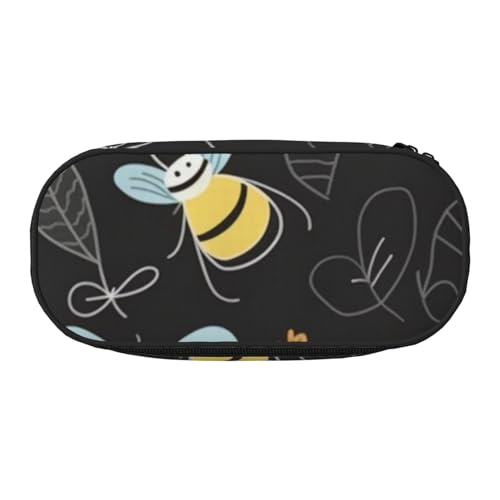 Federmäppchen mit Bienen-Motiv, bedruckt, Oxford-Stoff, geräumiges Design für Schule, Büro, Reisen, Mehrzweck-Schreibwaren und Make-up-Tasche, Bienen, Einheitsgröße, Schulranzen von DENMER