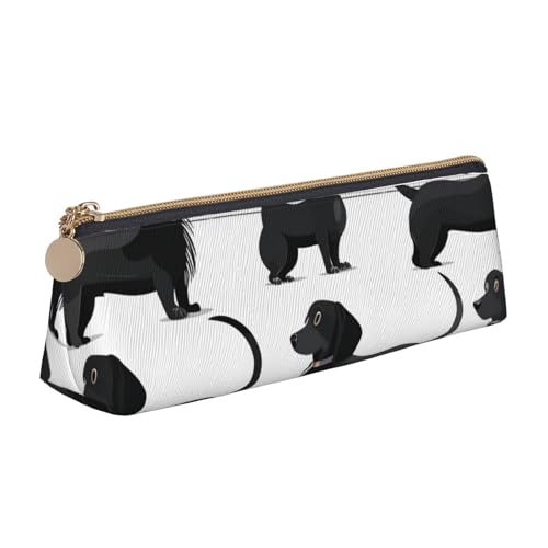 Federmäppchen mit Camouflage-Druck, niedlicher Schreibwaren-Organizer, PVC-Leder, dreieckig, Make-up-Tasche, Stiftebeutel, Black Dogs Dackel, Einheitsgröße, Schulranzen von DENMER