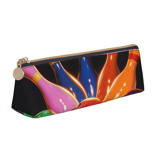 Federmäppchen mit Camouflage-Druck, niedlicher Schreibwaren-Organizer, PVC-Leder, dreieckig, Make-up-Tasche, Stiftebeutel, Bowlingbälle, Einheitsgröße, Schulranzen von DENMER