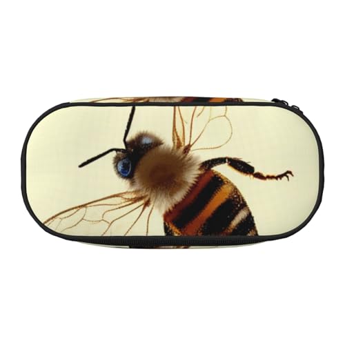 Federmäppchen mit Cartoon-Flamingo-Muster, bedrucktes Oxford-Gewebe, geräumiges Design für Schule, Büro, Reisen – Mehrzweck-Schreibwaren und Make-up-Tasche, Honigbiene, Einheitsgröße, Schulranzen von DENMER